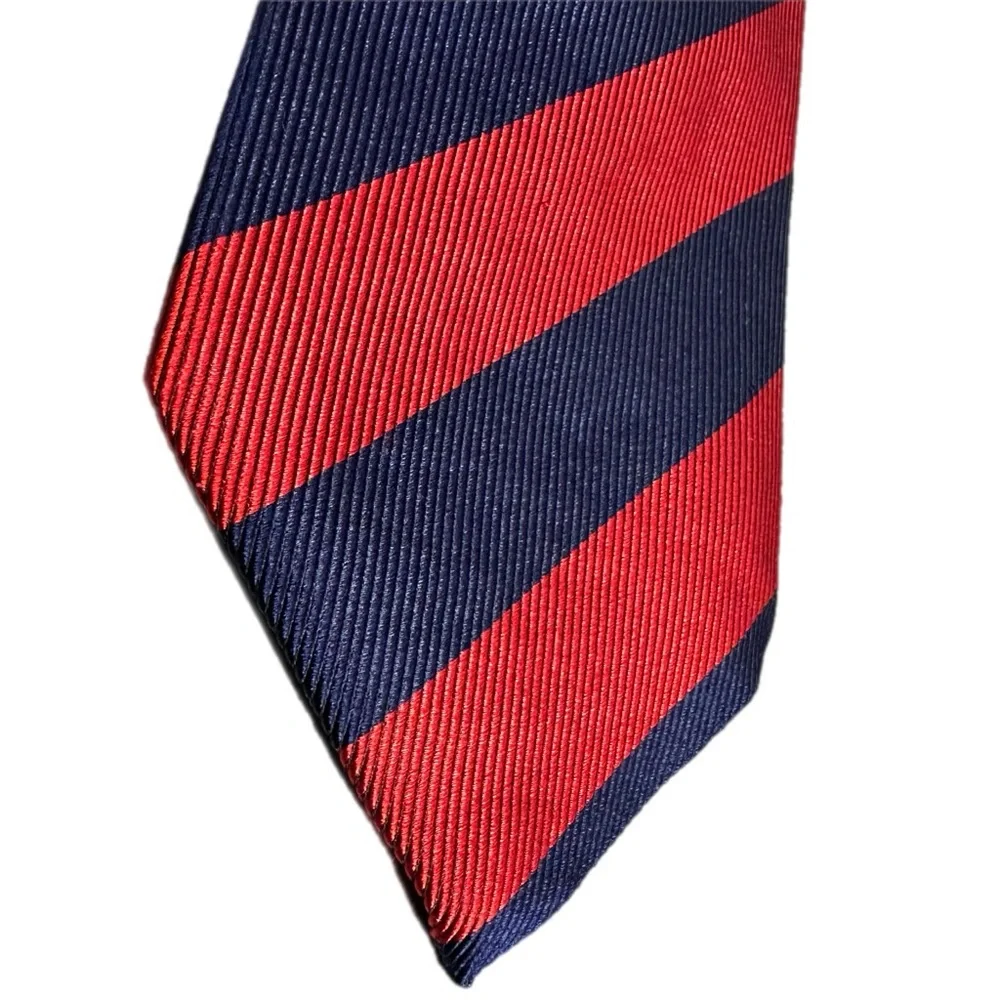 Vintage Burberrys Red & Navy Blue Striped All Silk Tie – Made in England - Picture 4 of 7